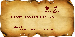 Mihálovits Etelka névjegykártya